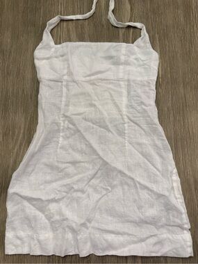 Monday White 100% Linen Mini Dress
